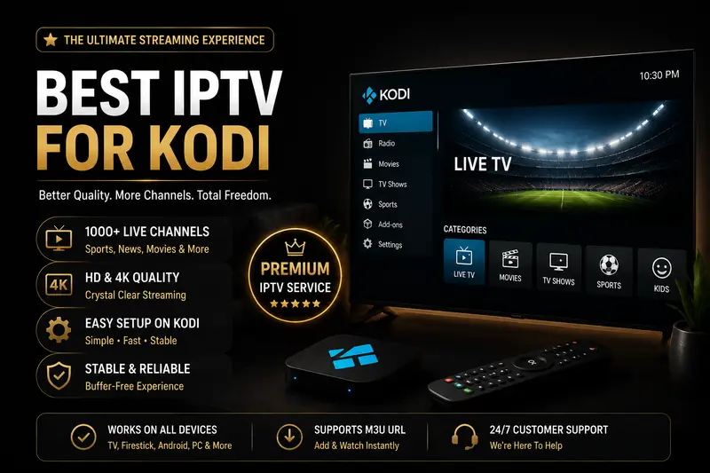 Best IPTV for Kodi 2026 — Setup Guide + Top Pick Best IPTV for Kodi 2026 - add an M3U or Xtream Codes playlist for 4K live TV