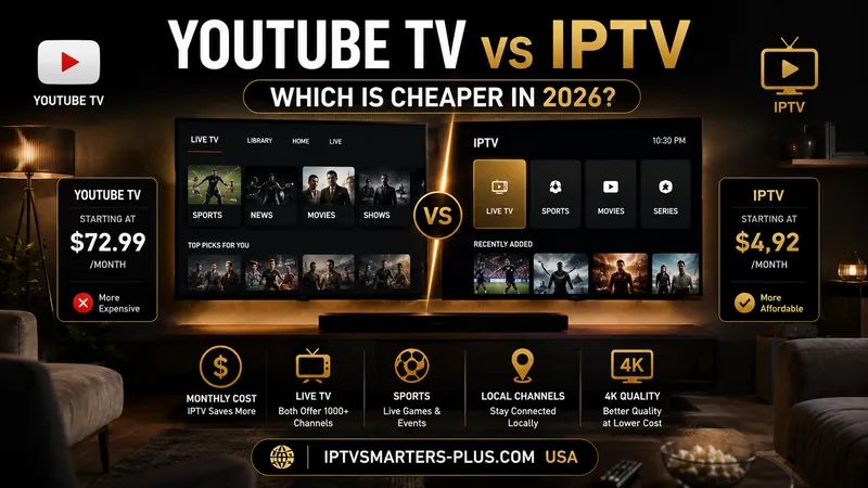 YouTube TV vs IPTV — Which Is Cheaper in 2026? YouTube TV vs IPTV comparison — price, channels and DVR in 2026